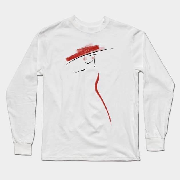 Girl in red Long Sleeve T-Shirt by lizaplatonova